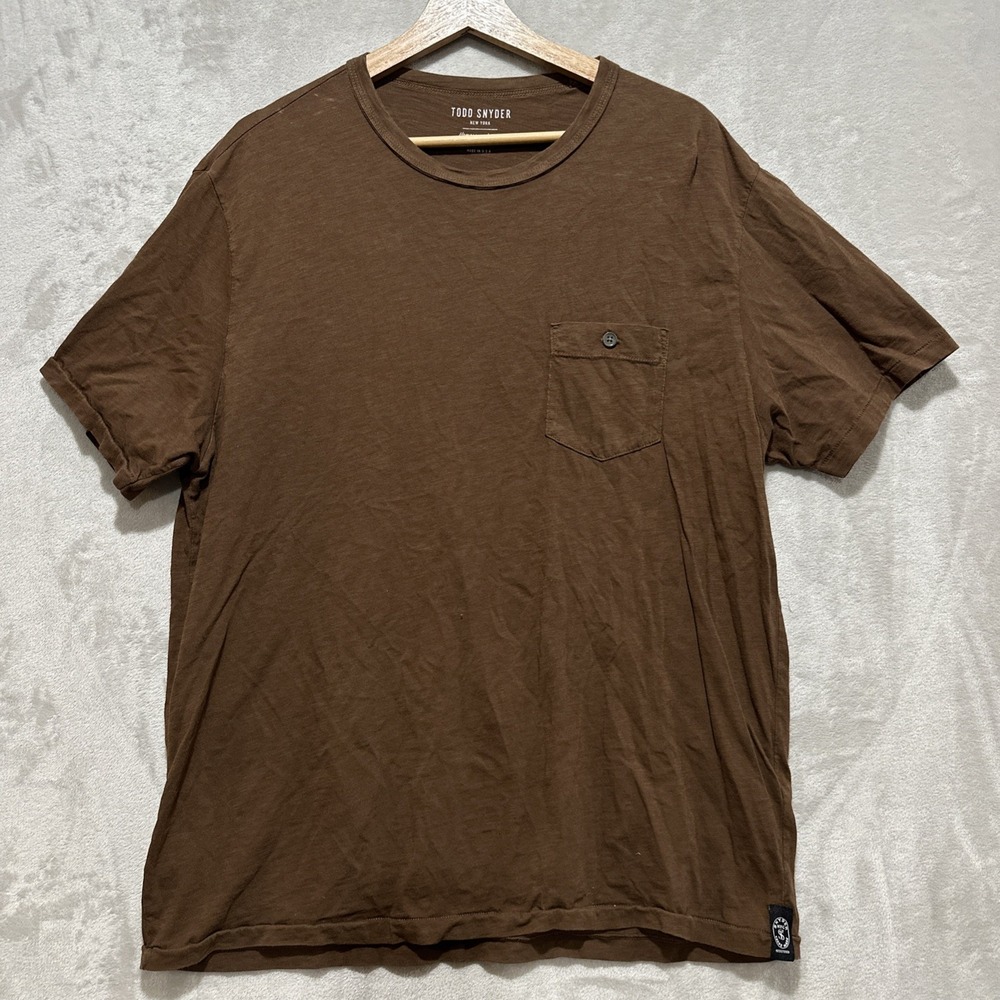 TODD SNYDER Homespun Jersey Slub Pocket Tee T-Shirt Brown Made In USA Size XL